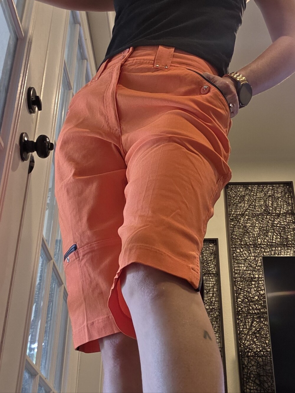 Jamie Sadock Neon Orange Black Golf High Waist Bermuda Capri's Size 0